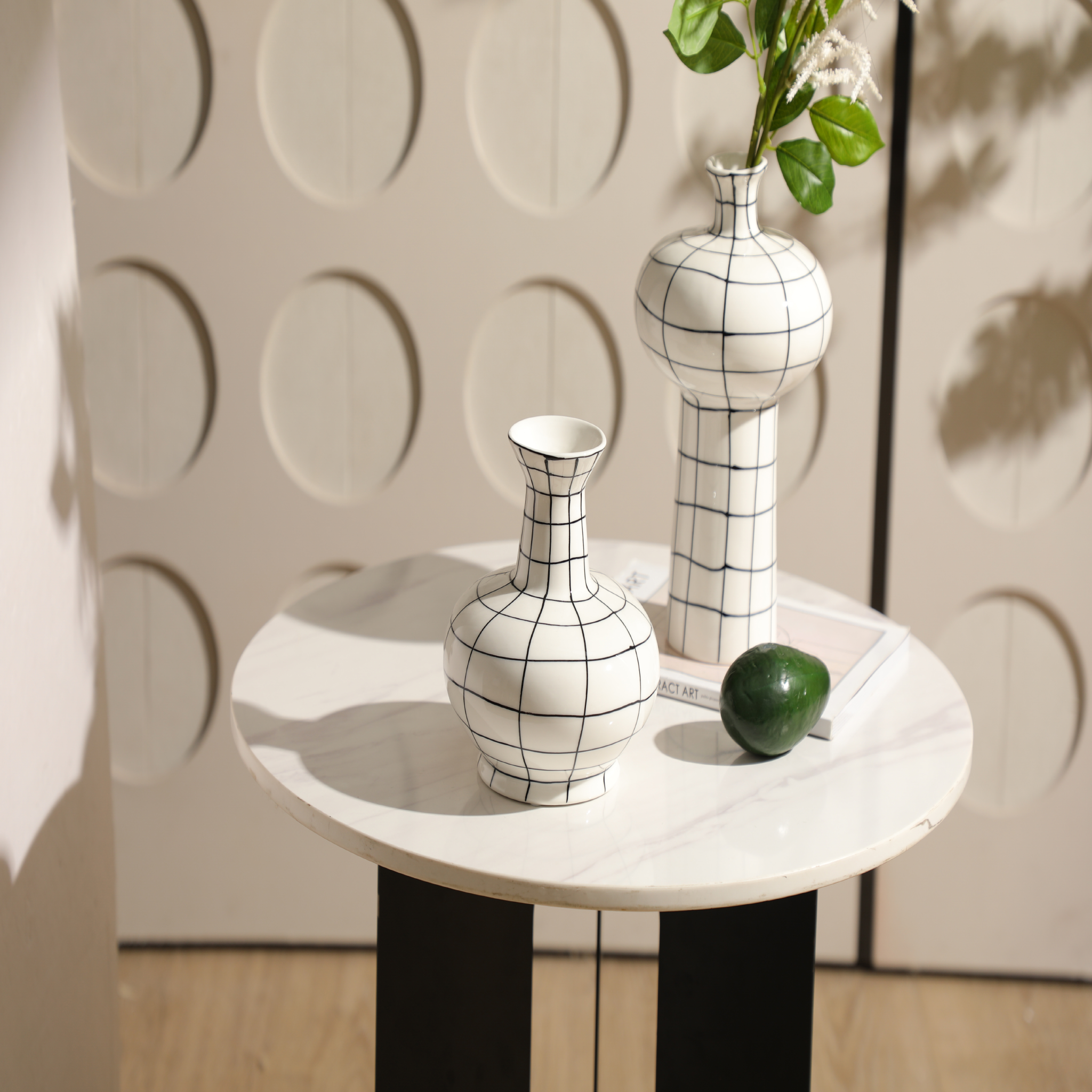Hand-Painted Grid Vase B
